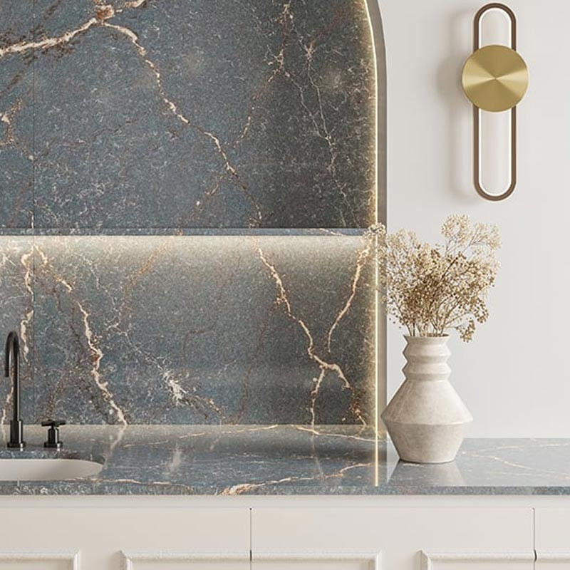 Plan de travail en Quartz Silestone® Parisien Bleu
